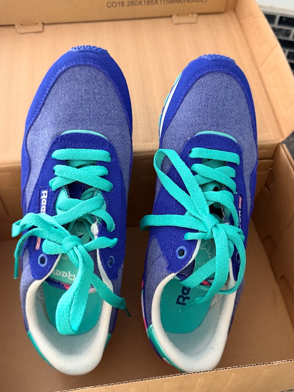 Reebok Blue Sneakers with Teal Laces